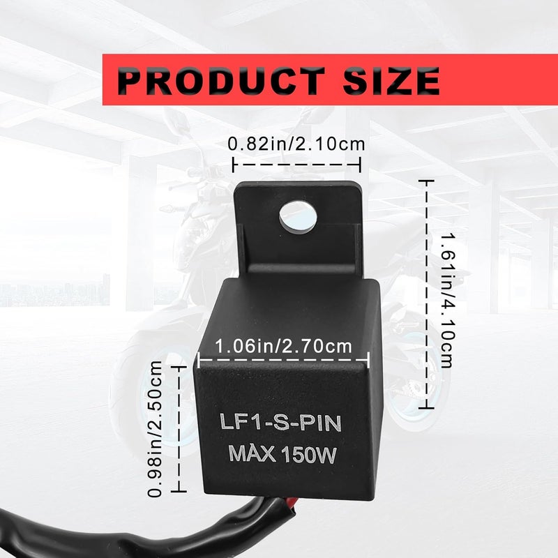 Pleoos ​​ 12V 2-Pin Electronic LED Flasher Relay, Turn Signal Flasher Relay for Motorcycle Fixes Turn Signal Bulbs Hyper Flash (Relay-1Pcs) - Image 2